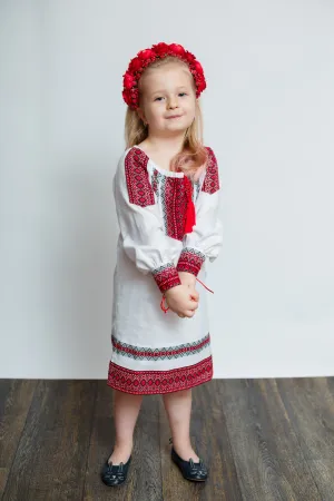 Girl's Dress with Red and Black Embroidery