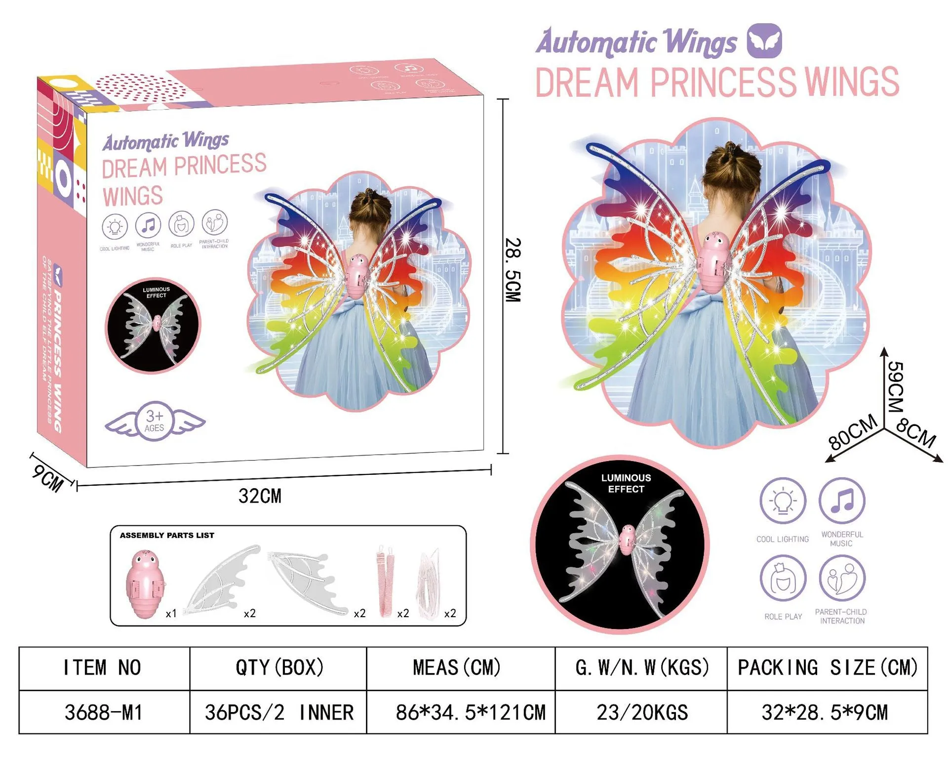 Girls Electrical Butterfly Wings With Lights and Automatic Flap