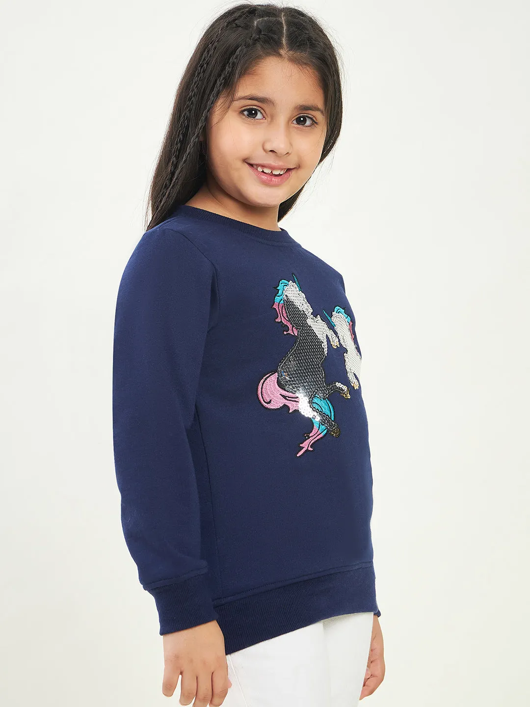 Girls Embellished Fleece Sweatshirt - Ps Peaches