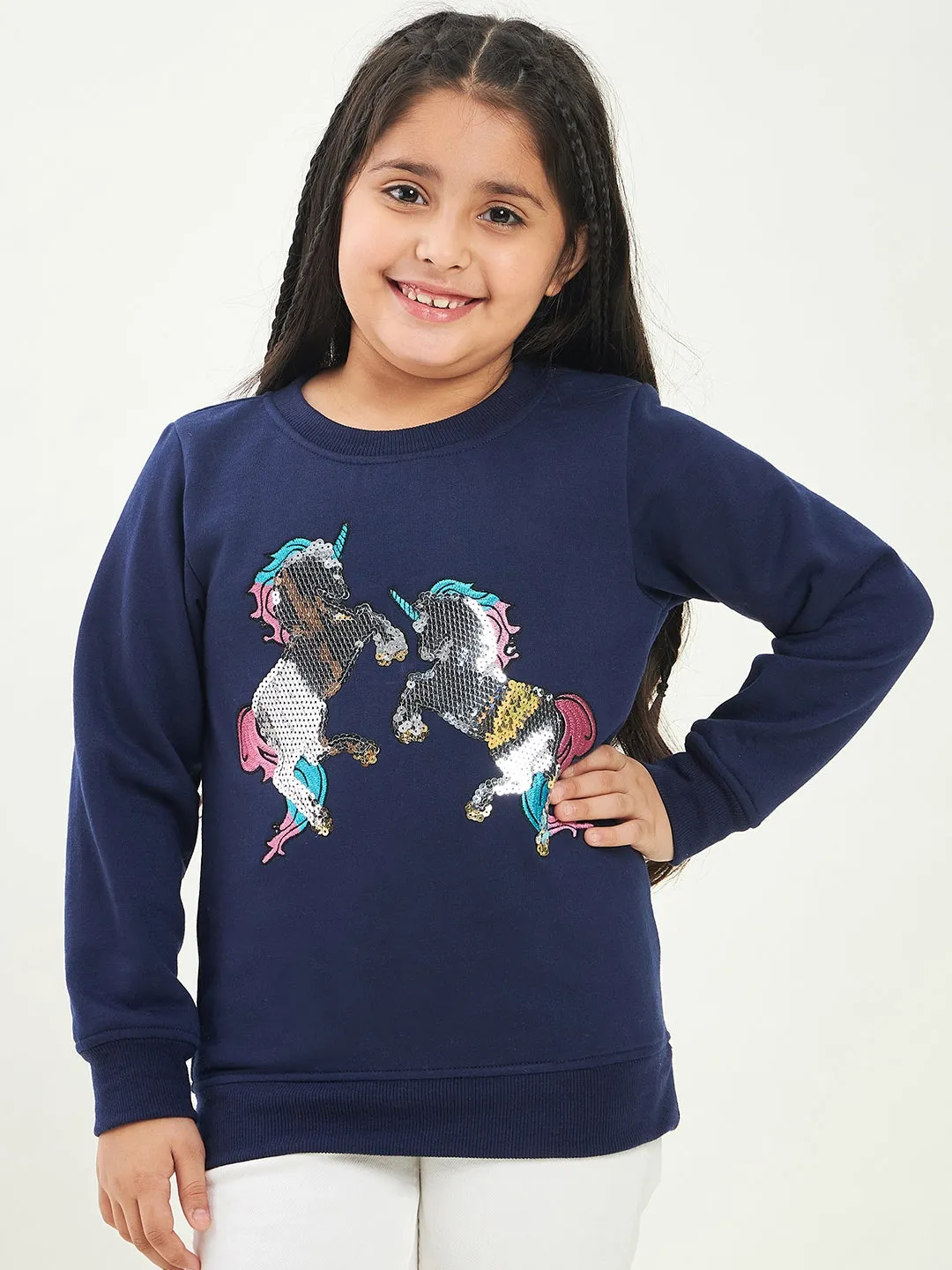 Girls Embellished Fleece Sweatshirt - Ps Peaches