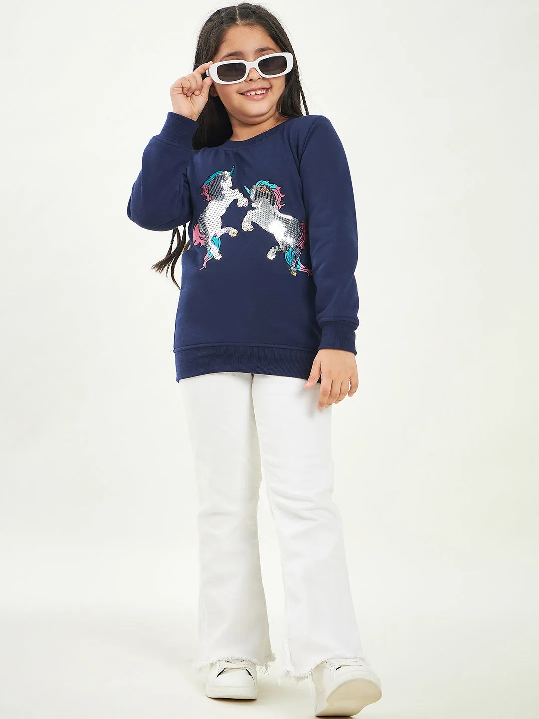 Girls Embellished Fleece Sweatshirt - Ps Peaches