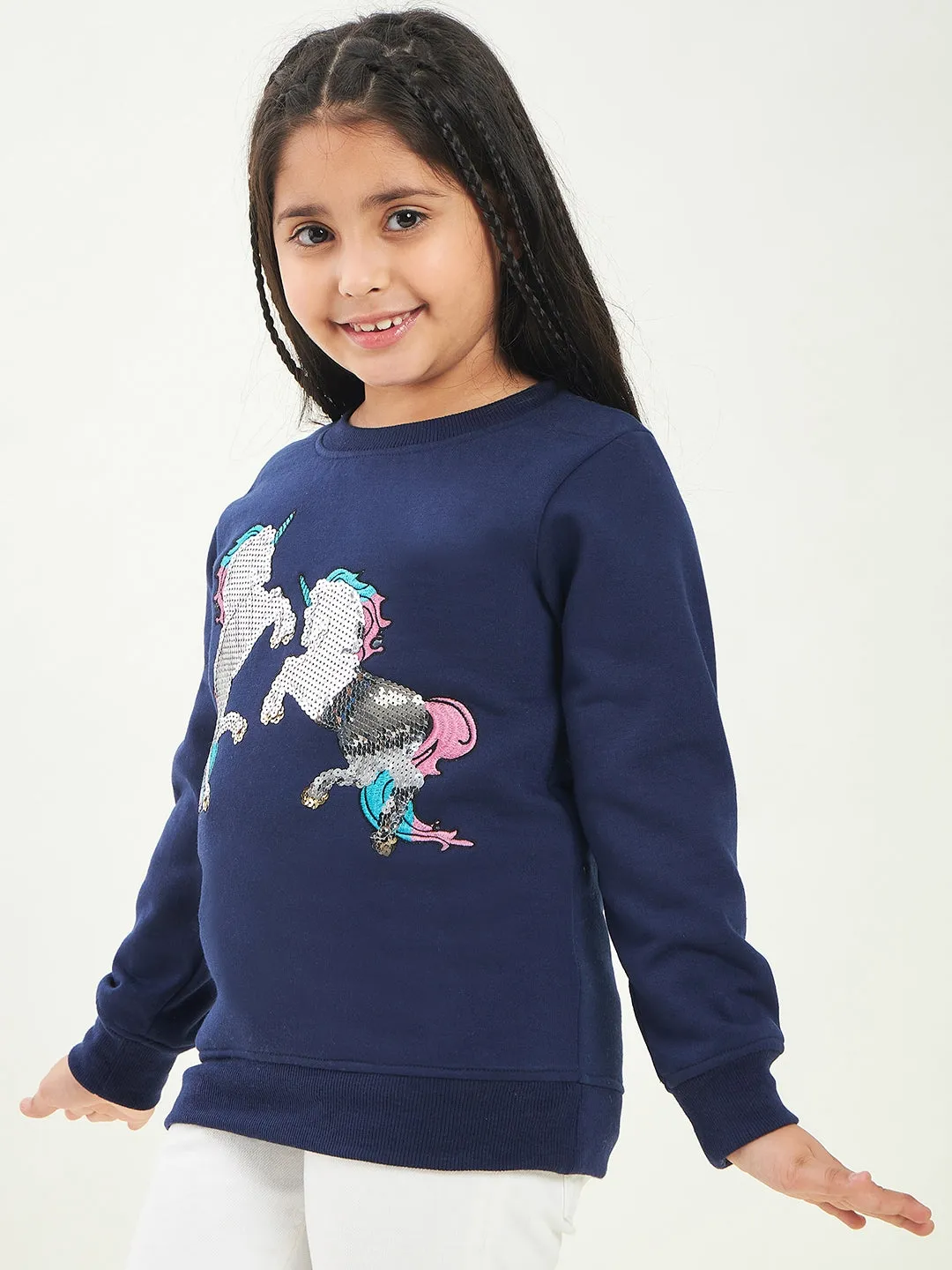 Girls Embellished Fleece Sweatshirt - Ps Peaches