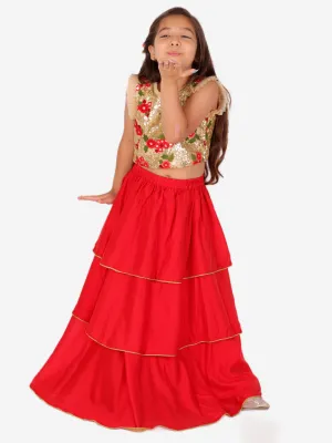 Girl's Embroidered top with lehenga - KID1 Girls