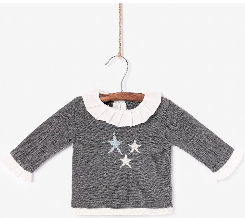 Girls Estrella Grey Top and Mint Green Star Bloomer Set