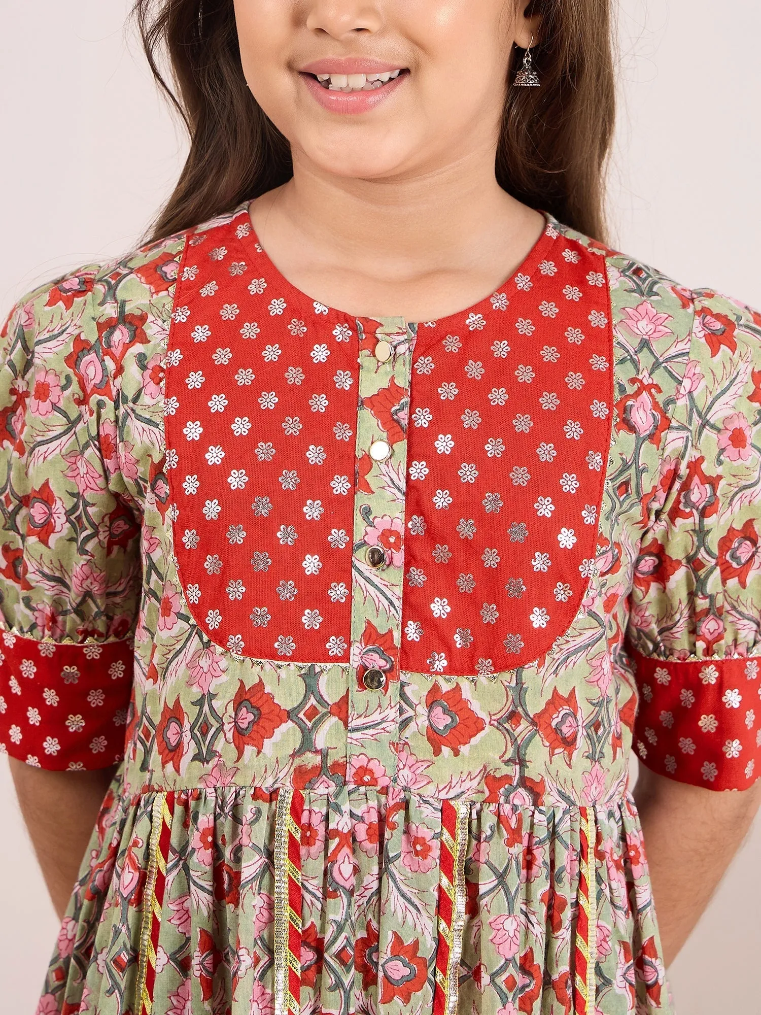 Girls Ethnic Motifs Print Empire Midi Dress - PS Peaches