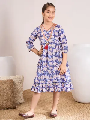 Girls Ethnic Motifs Print Fit & Flare Dress - PS Peaches