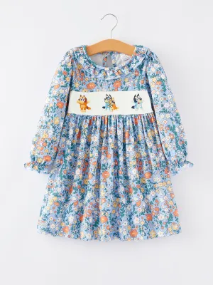 Girls Fall Cartoon Embroidery Dress