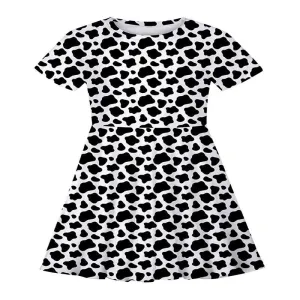 Girls' Fashionable Printed Short-sleeved Dress