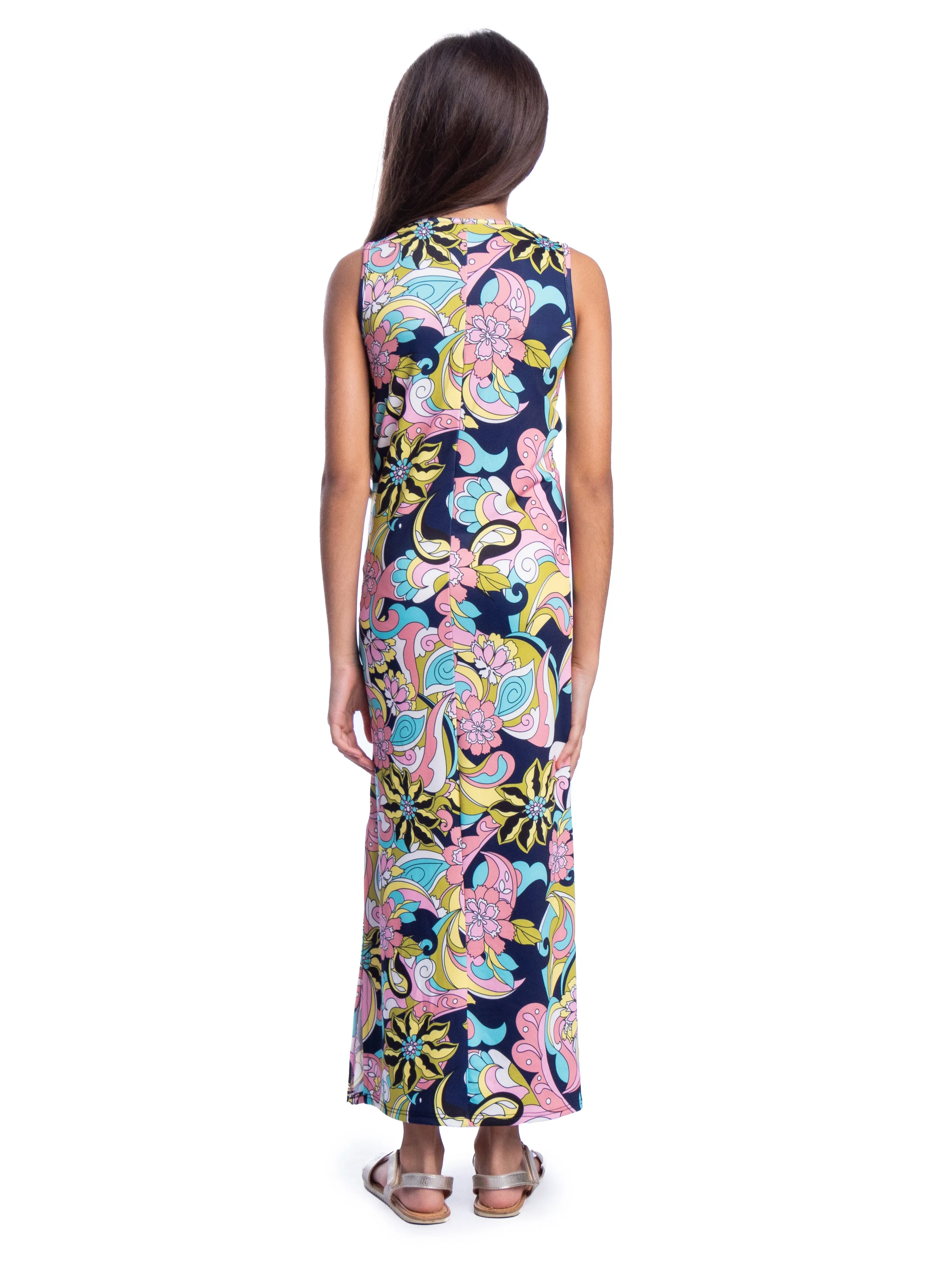 Girls Floral Maxi Dress with Slit