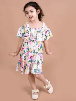 Girls Floral Printed A-Line Dress - Ps Peaches