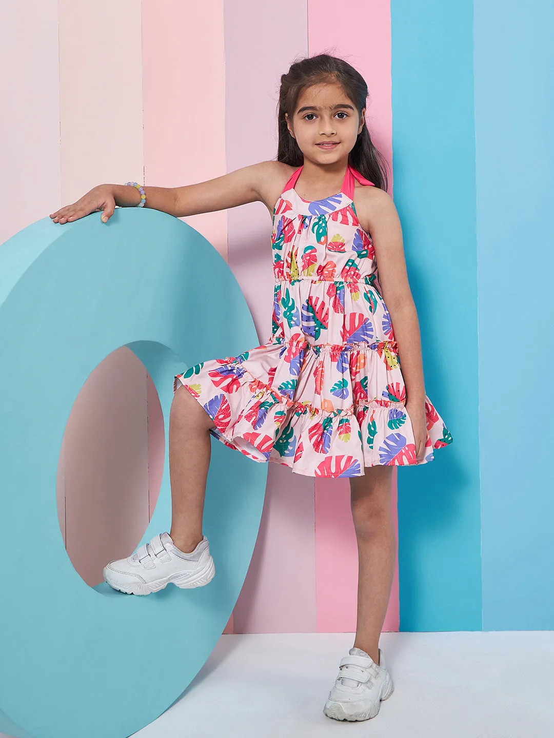 Girls Floral Printed Fit Flare Dress - PS Peaches