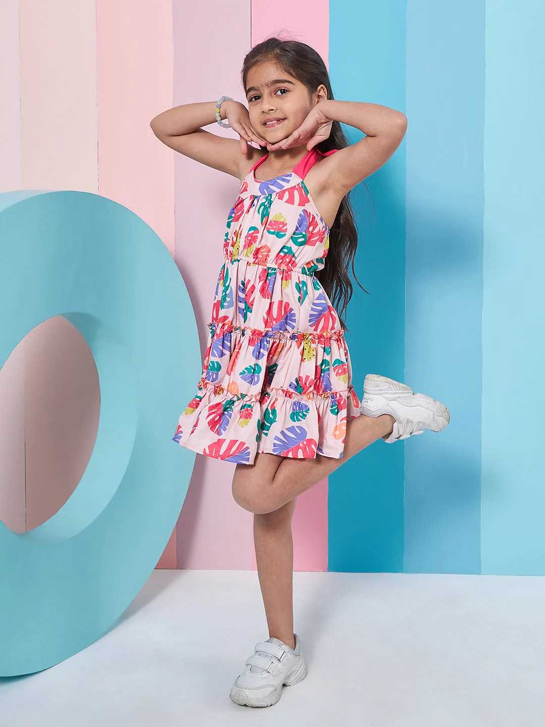 Girls Floral Printed Fit Flare Dress - PS Peaches