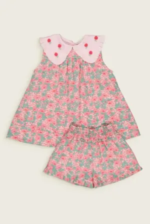 Girls Floral Top and Shorts Set