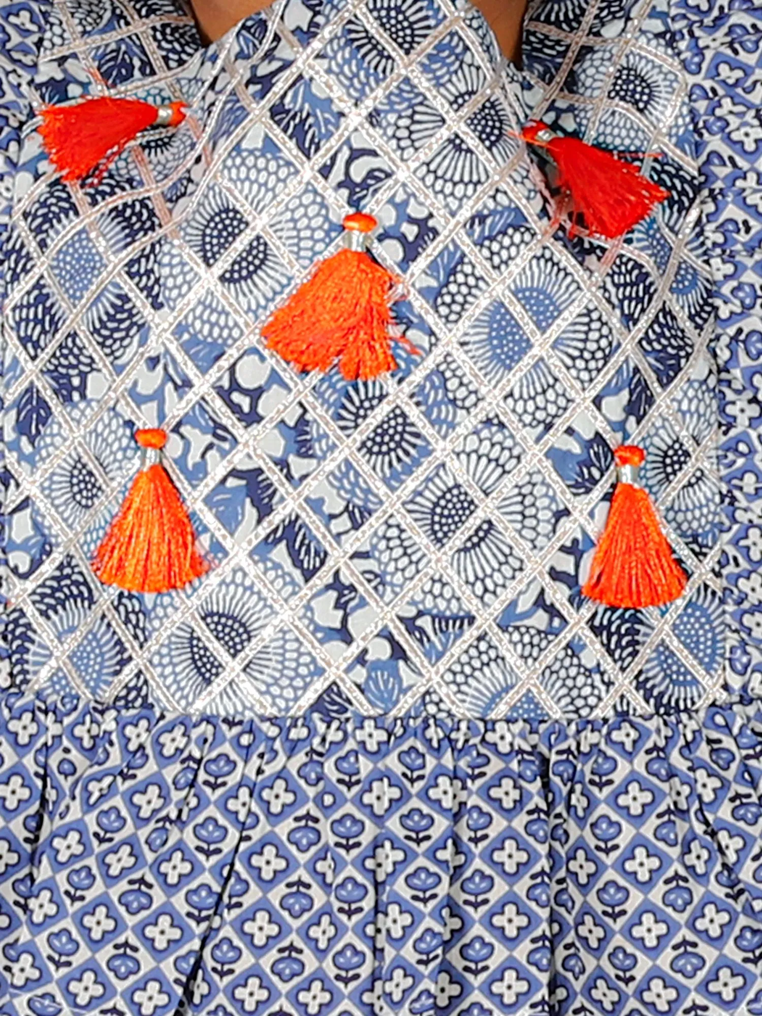 Girls Folklore Girls Blue Crop Top With Dhoti Co-Ordinate Set - Lil Drama