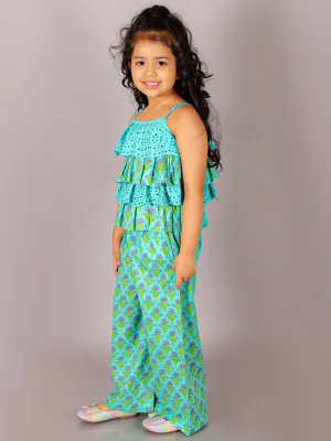 Girls Folklore Girls Green Crop Top With Pants Co-Ordinate Set - Lil Drama