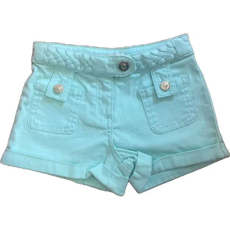 Girls Green Denim Shorts