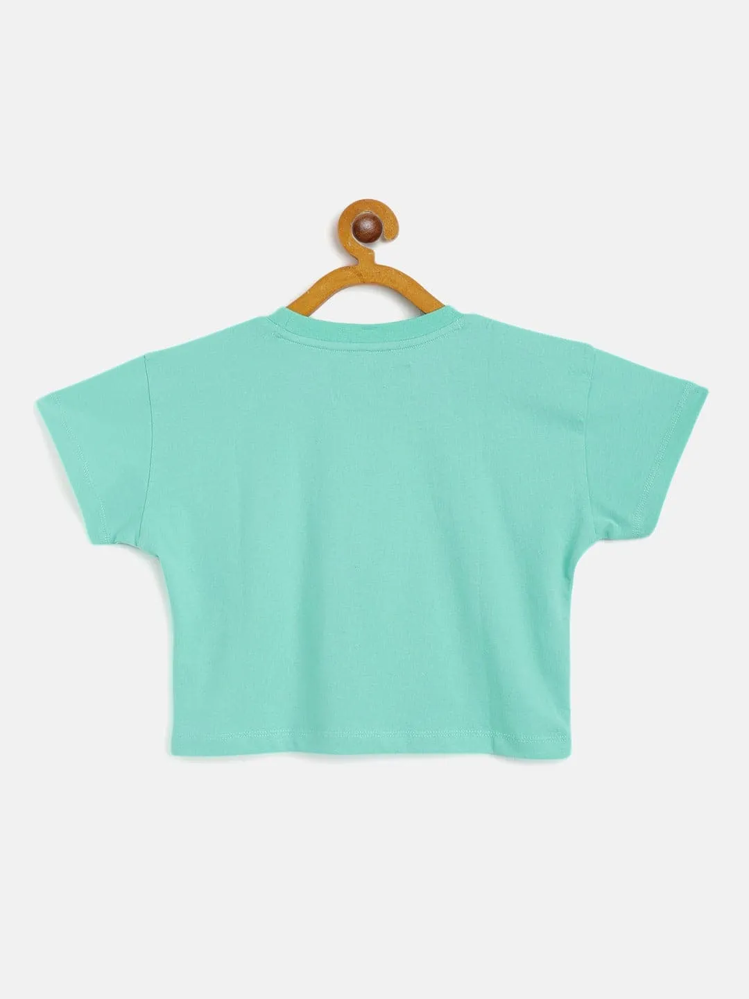 Girls Green What Crop T-Shirt - Lyush Kids