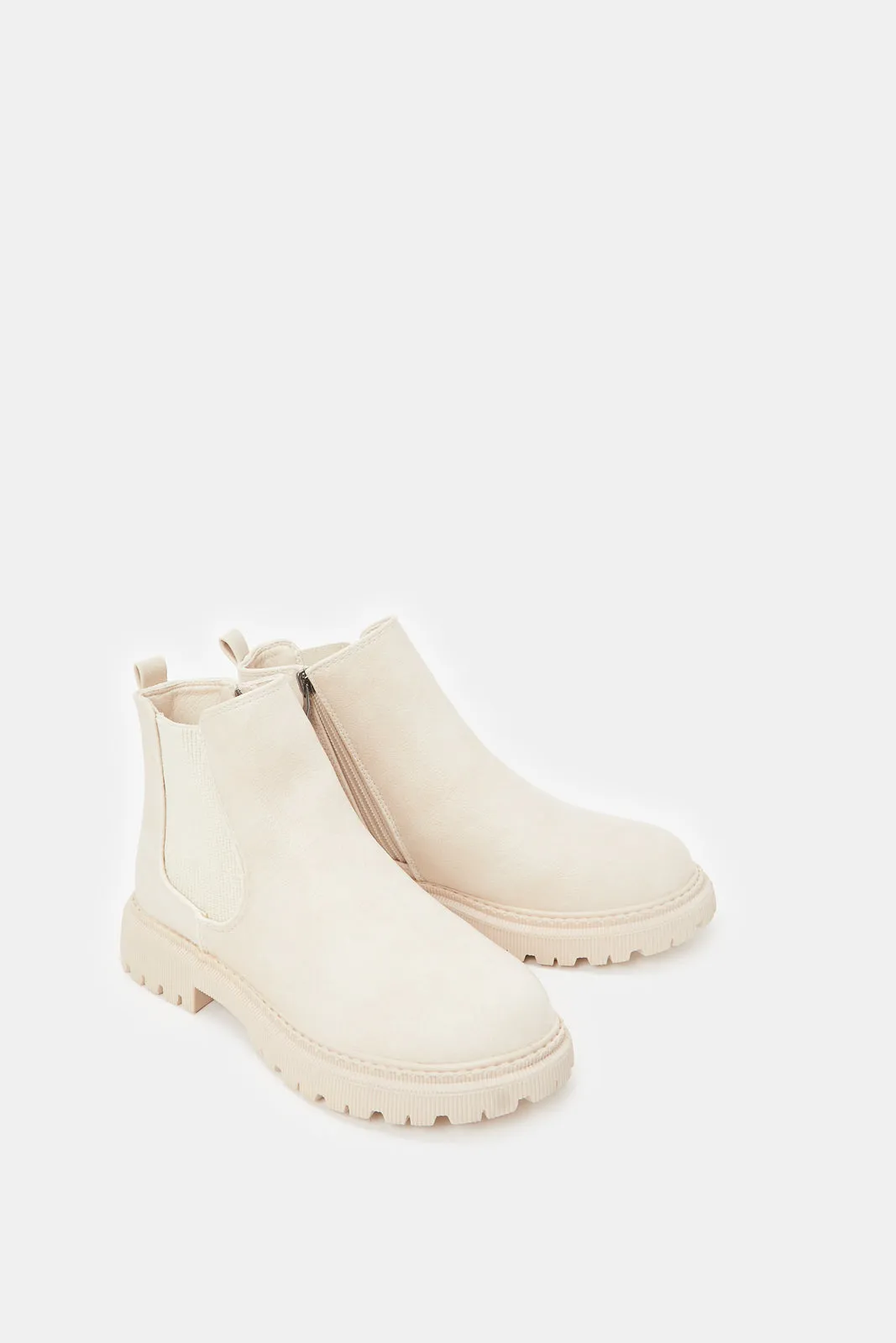 Girls Ivory Chelsea Boots