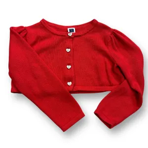 Girls Janie and Jack Size 2T Bright Red Cardigan with Heart Buttons