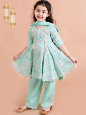 Girls Ks-Greenjaal Kurta Sets - Ps Peaches