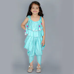 Girls Lil Drama Girls Top With Dhoti Set - Lil Drama