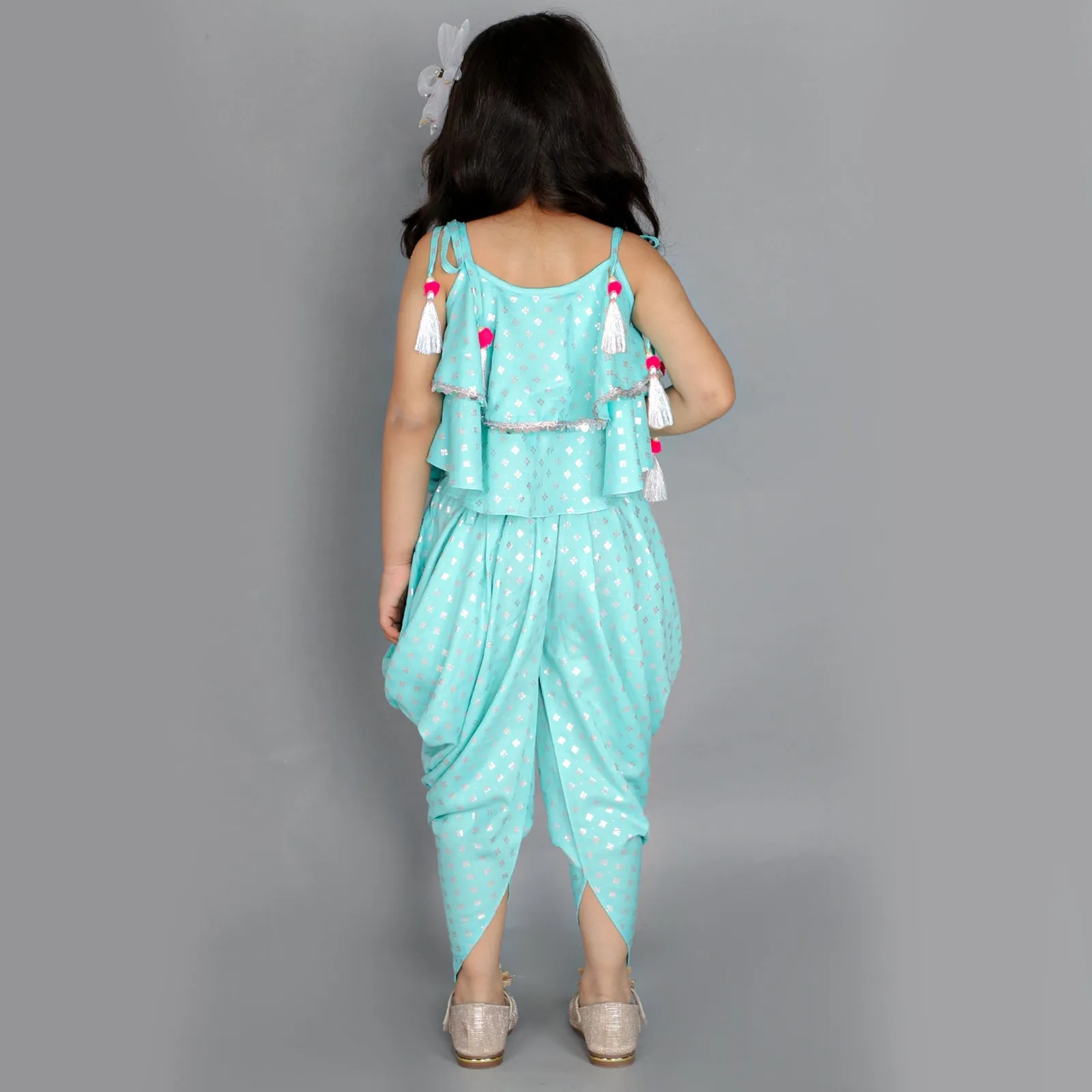 Girls Lil Drama Girls Top With Dhoti Set - Lil Drama