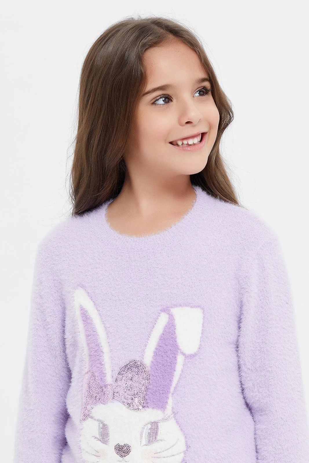 Girls Lilac Bunny Pullover