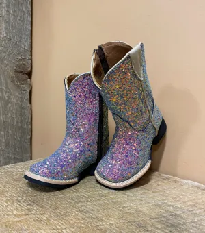 Girl's Mermaid Cowgirl-Blue Glitter Boot