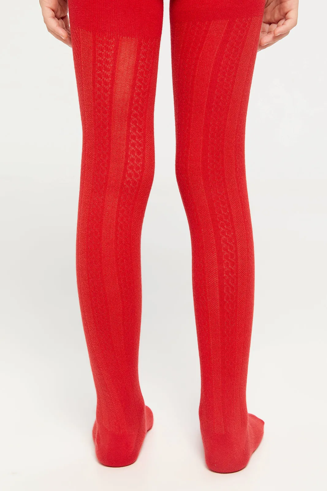 Girls Navy And Red Jacquard Tights Set (2 Piece)