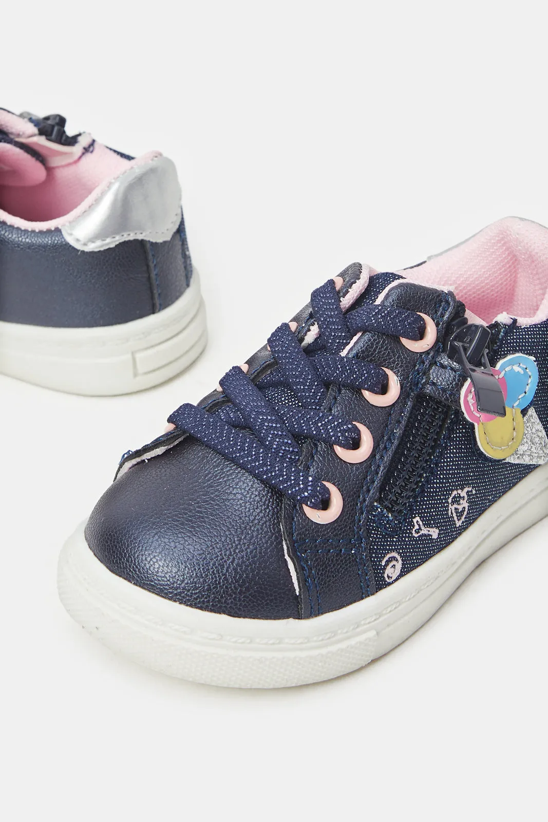 Girls Navy Ice Cream Patch Sneakers