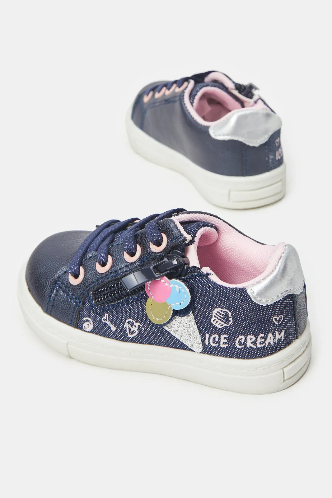 Girls Navy Ice Cream Patch Sneakers