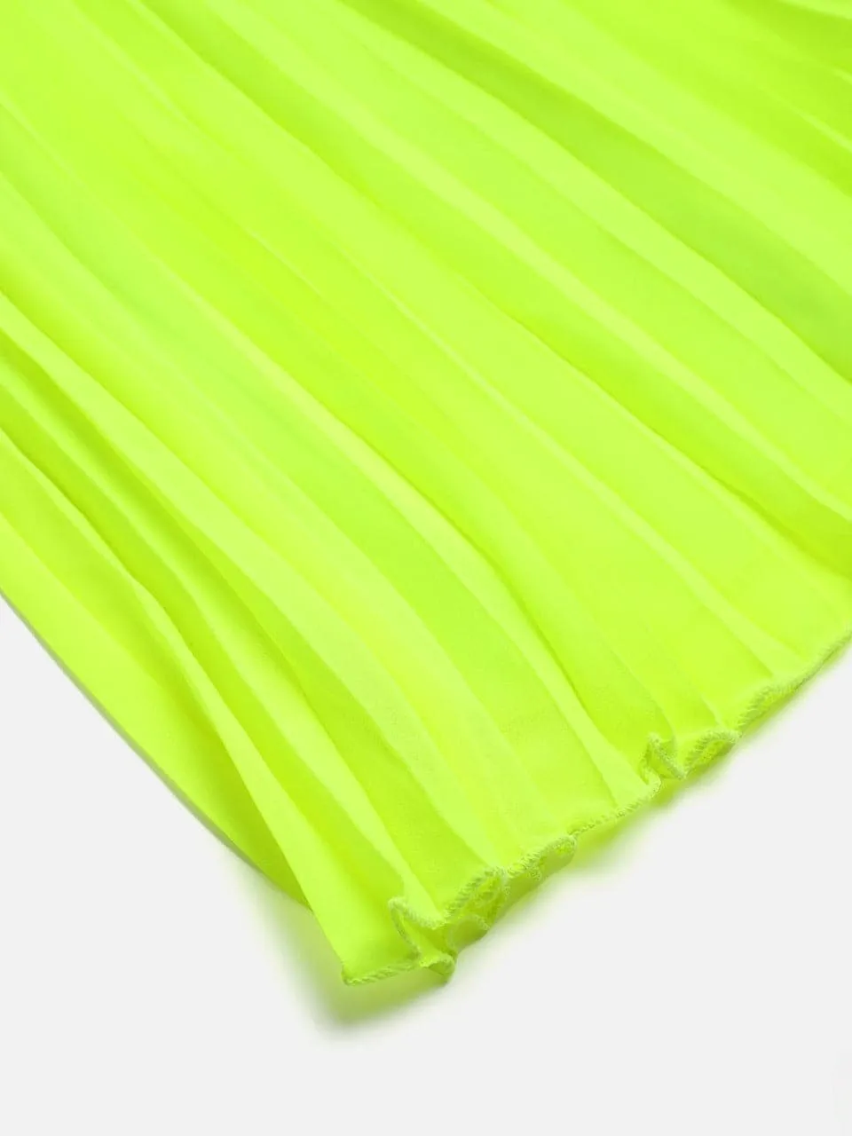 Girls Neon Green Pleated Skirt - Lyush Kids