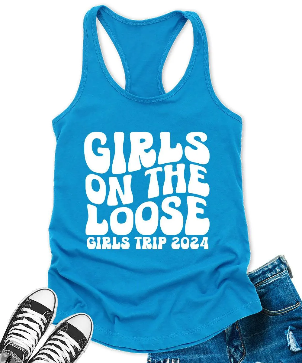 Girls on The Loose 2024 Racerback Tank Top for Women Letter Print Sleeveless Summer Tops