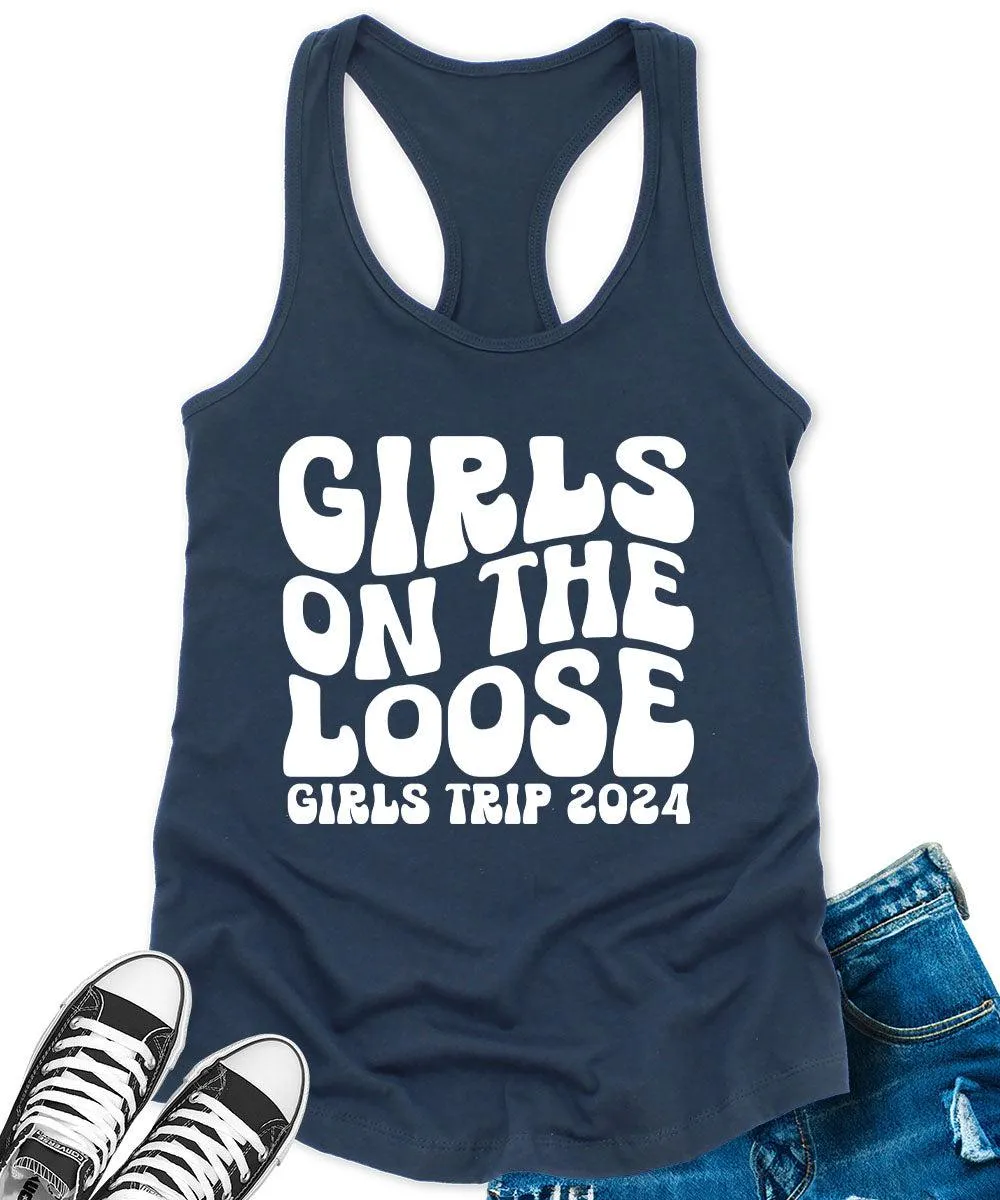 Girls on The Loose 2024 Racerback Tank Top for Women Letter Print Sleeveless Summer Tops