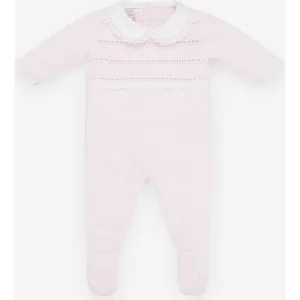 Girls Pale Pink Knitted Babygrow