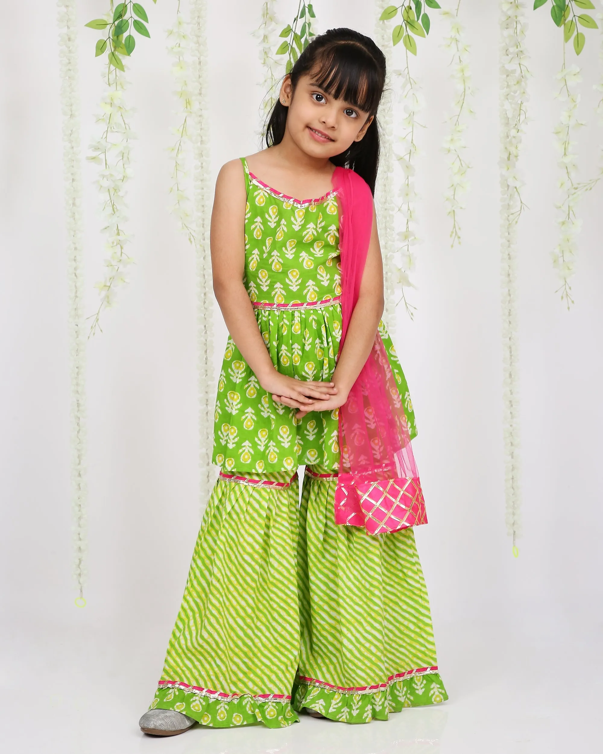 Girl's Pari Peplum Sharara set With Dupatta - KID1 Girls