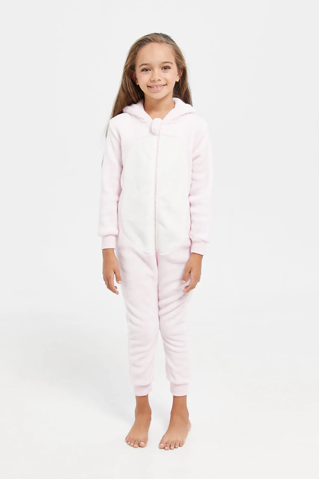 Girls Pink And White Unicorn Onesie