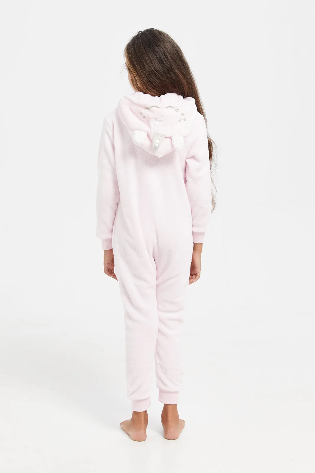 Girls Pink And White Unicorn Onesie