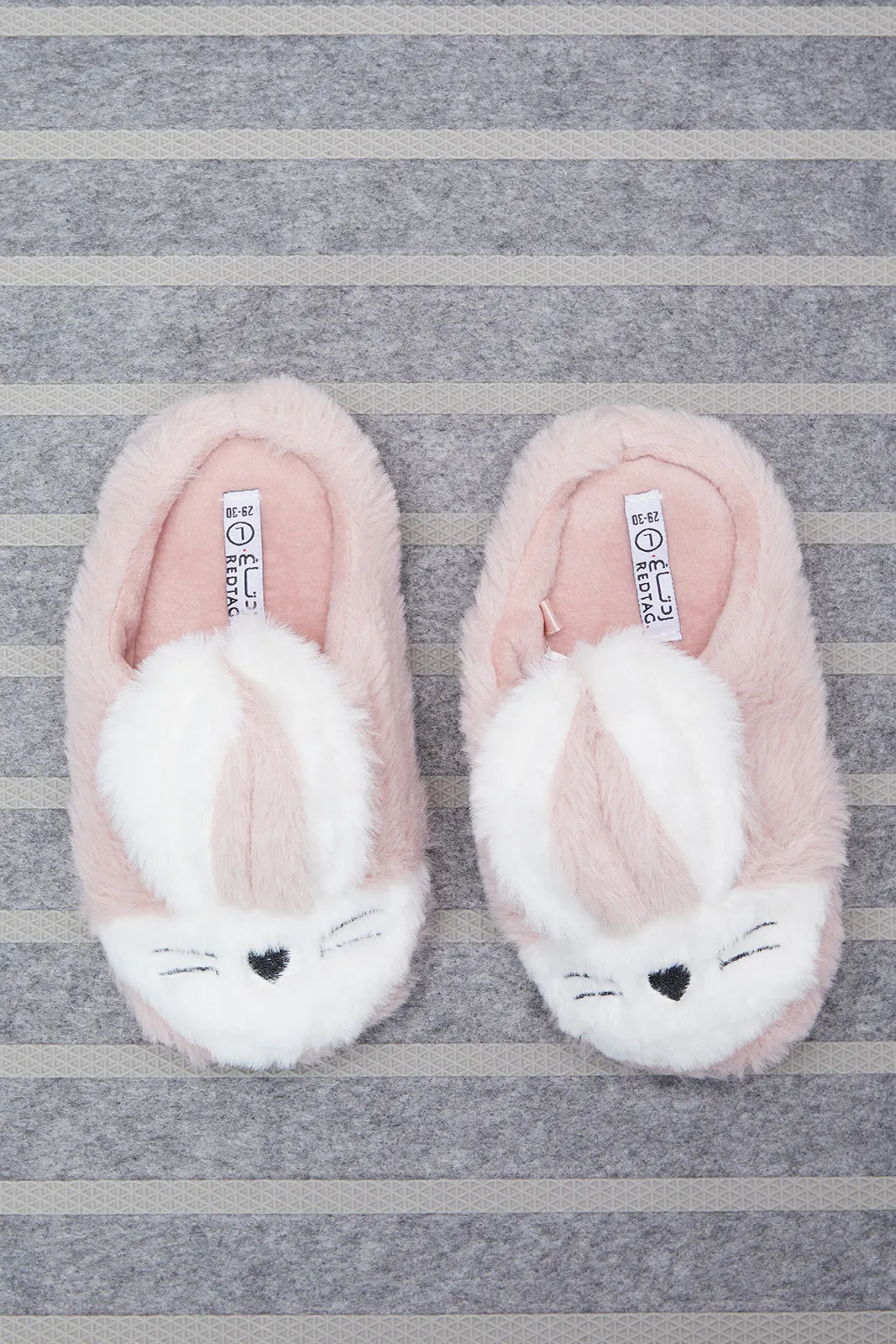 Girls Pink Bunny Detail Slipper