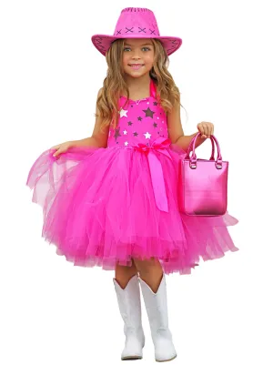 Girls Pink Cowboy Barbiecore Tutu Costume Dress