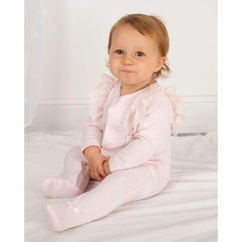 Girls Pink Diamonte Babygrow