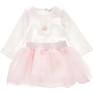 Girls Pink Flower Skirt Set