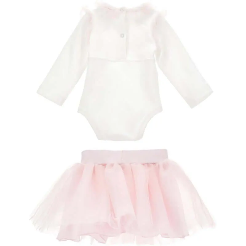 Girls Pink Flower Skirt Set