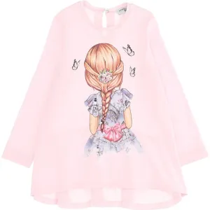 Girls Pink 'Girl' Print Tunic