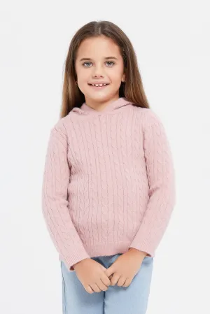 Girls Pink Hooded Pullover