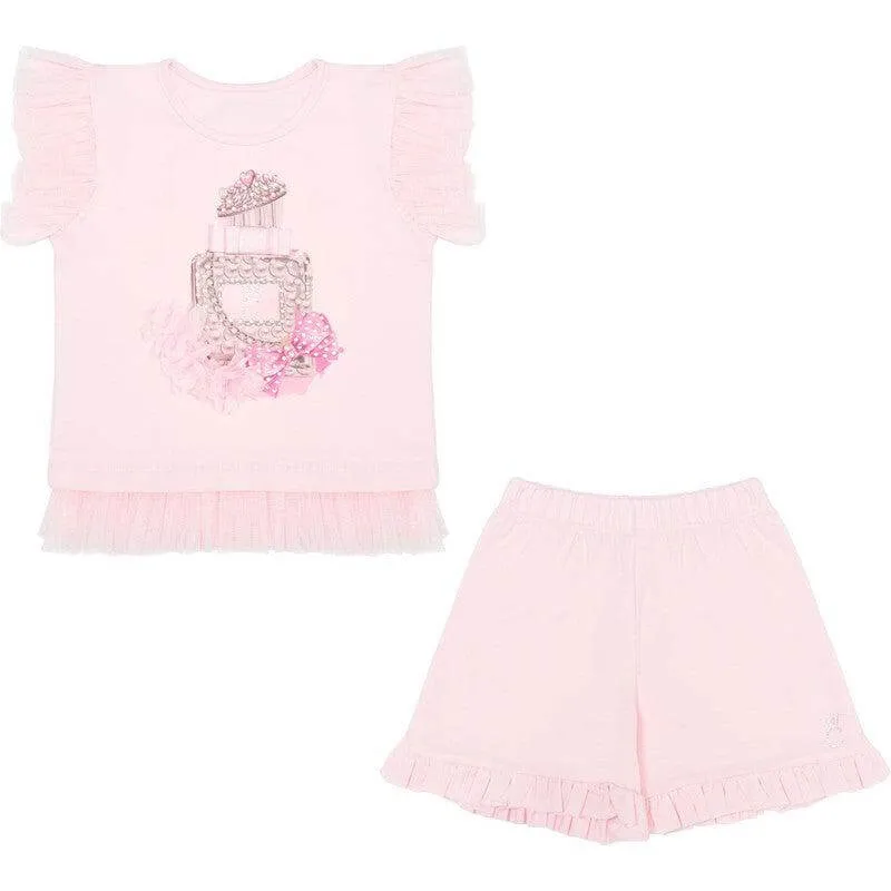 Girls Pink Perfume Bottle Short Set