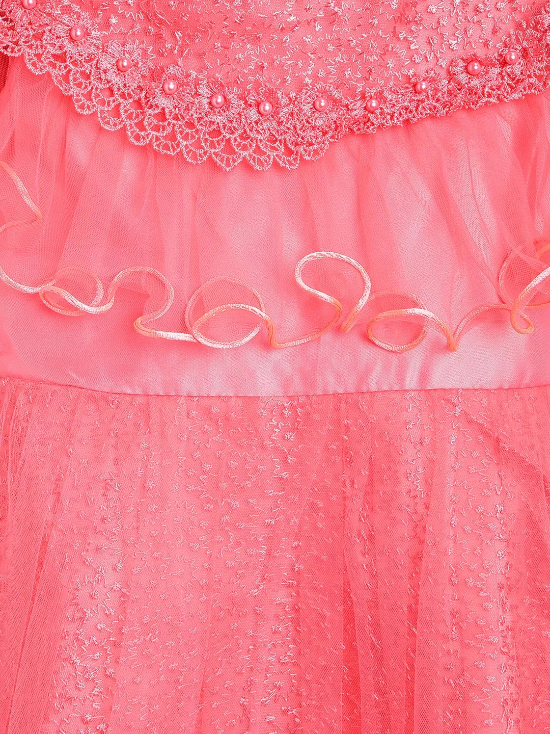 Girl's Pink Pink Embroidered And Embellished Party Dress - StyleStone Kid