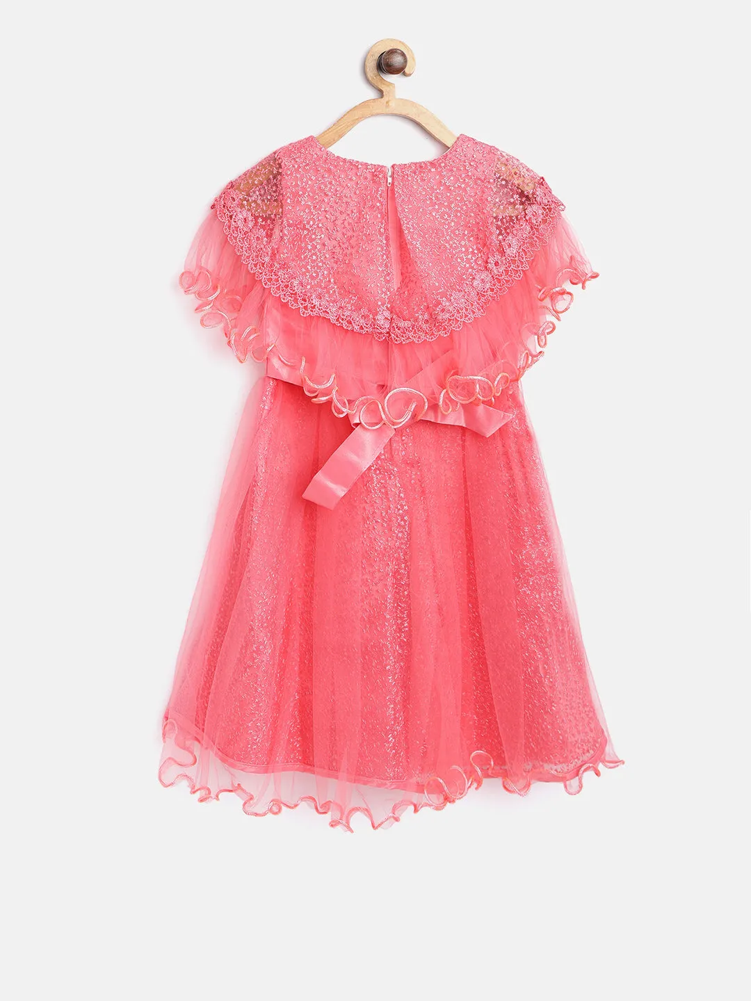 Girl's Pink Pink Embroidered And Embellished Party Dress - StyleStone Kid