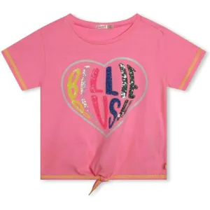 Girls Pink Short Sleeve Tie Front T-Shirt