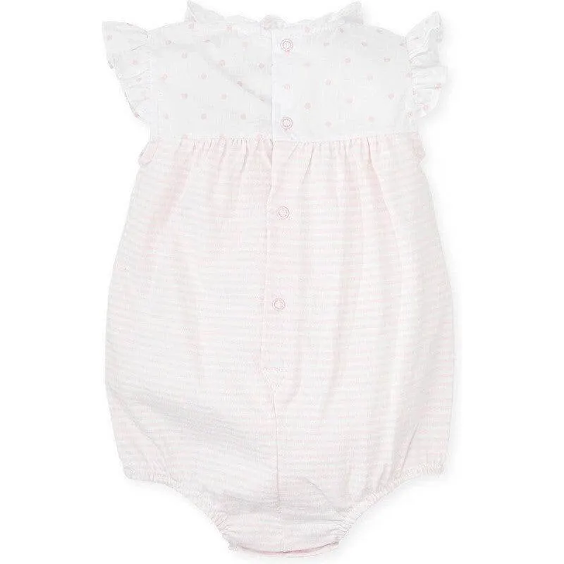 Girls Pink Striped Romper